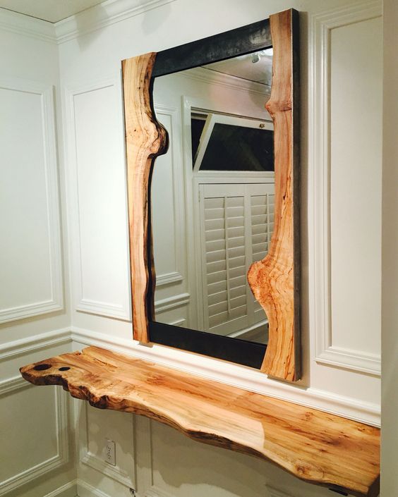آینه چوبی روستیک