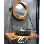 روشویی چوبی یک طبقه با آینه کالباسی