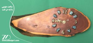 ساعت چوبی با تنه درخت