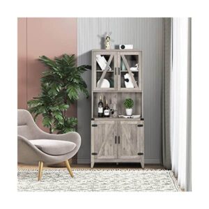 کابینت کافی بار خاکستری با ویترین شیشهای