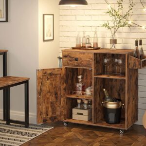 کابینت کافه بار روستیک چرخدار با جای بطری