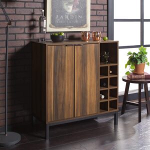 کابینت کافی بار چوبی مدرن با جای بطری کناری