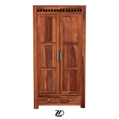 کمد دیواری دو در کشودار تمام چوب