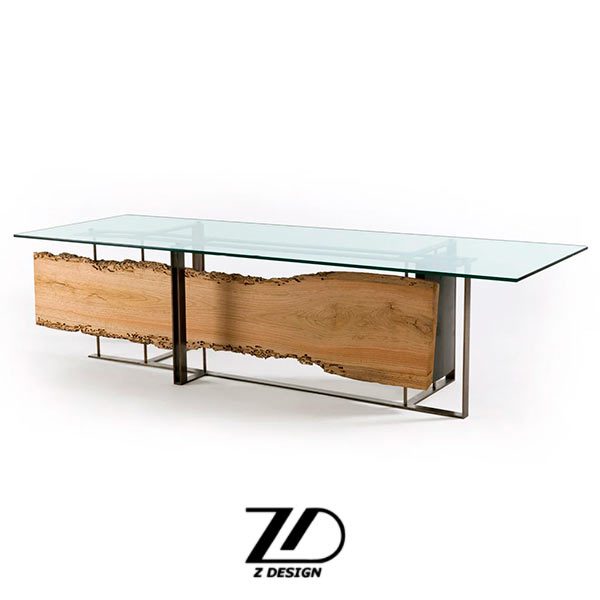 میز شیشه ای پایه فلزی سانای