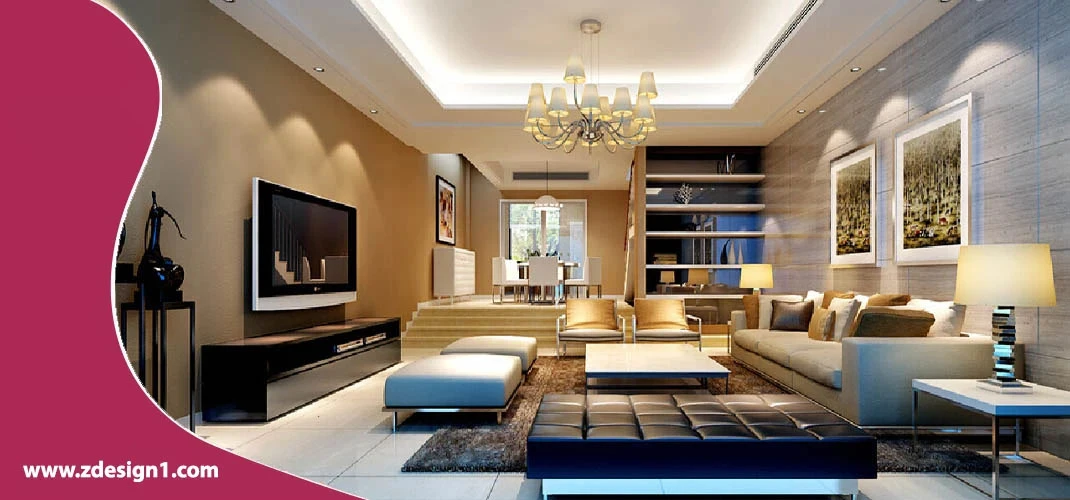 طراحی داخلی پذیرایی خانه لاکچری