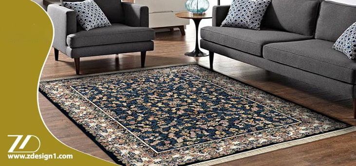 ست مبل طوسی و فرش سرمه ای