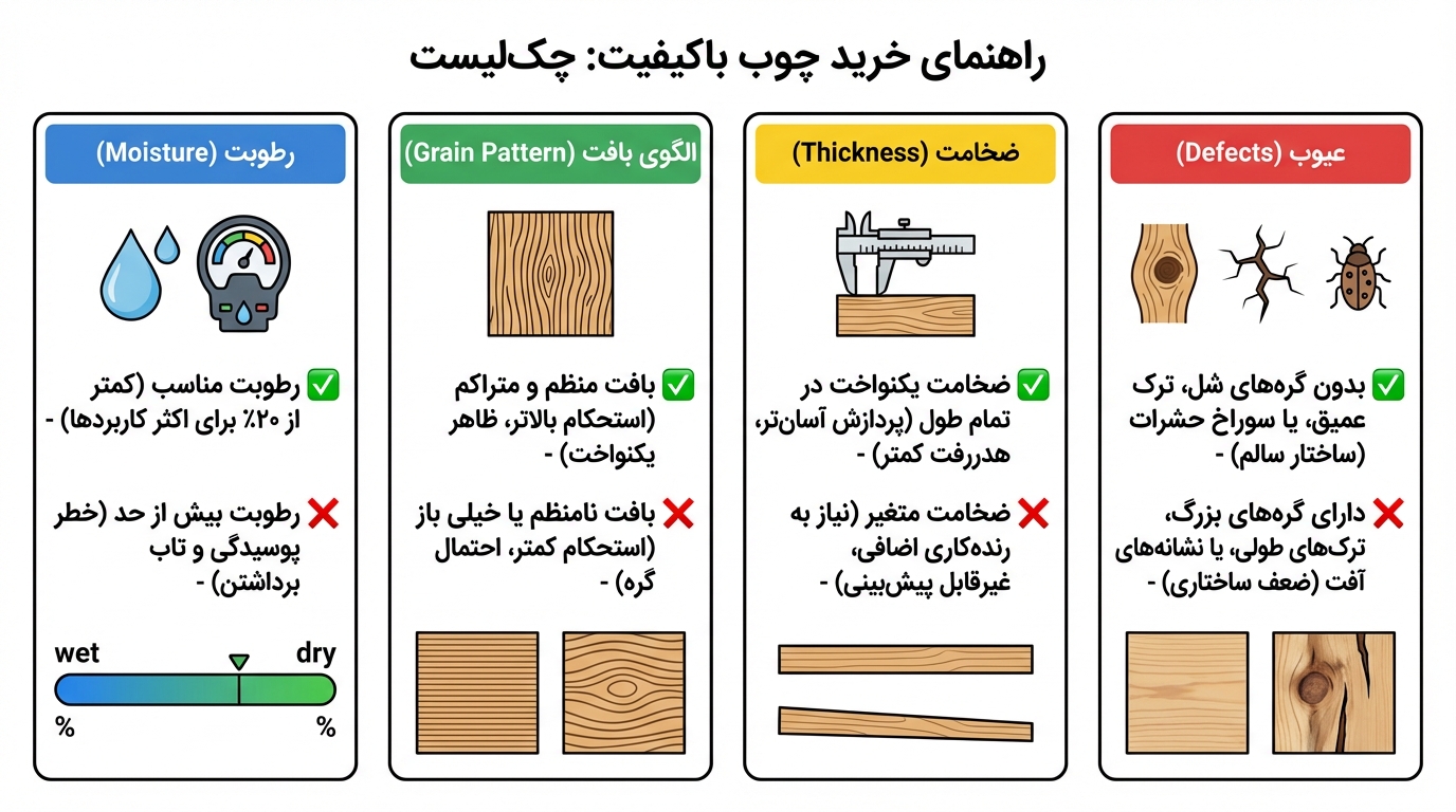 چکلیست نهایی قبل از خرید چوب و مصنوعات چوبی