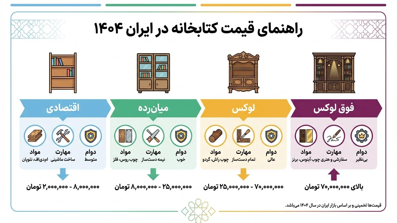 عوامل تعیینکننده قیمت کتابخانه چوبی در سال ۱۴۰۴: