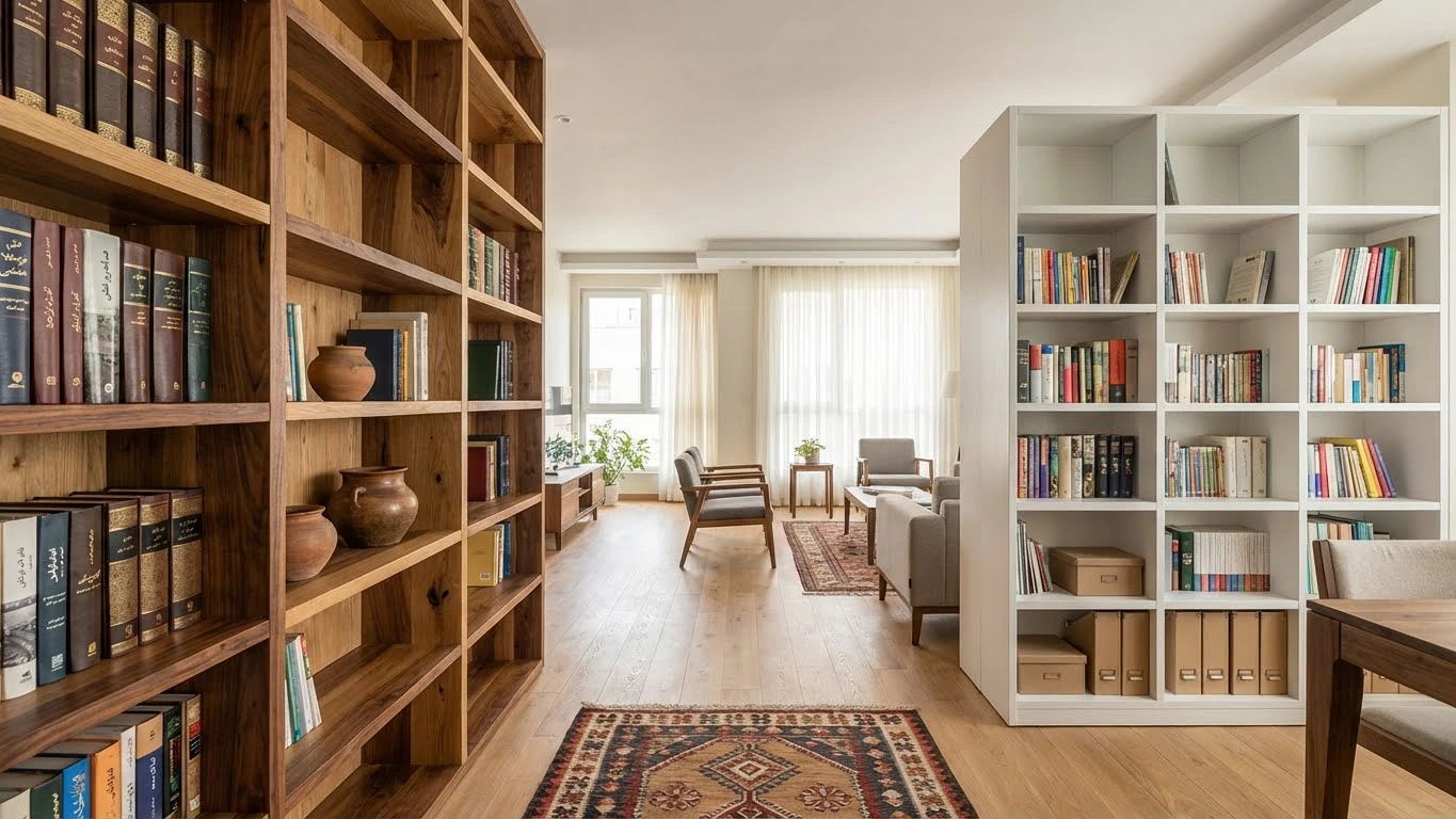 مقایسه کتابخانه تمام چوب با امدیاف