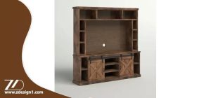 تزیین میز تلویزیون قهوه‌ای