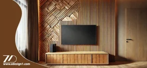 دیوار پوش سه بعدی پشت تلویزیون