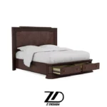 تخت خواب دو نفر چوبی هَلوان