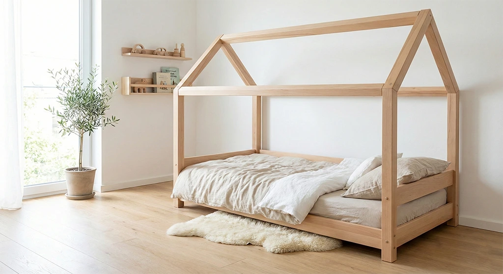 تخت خواب چوبی کودک میله ای مونته سوری