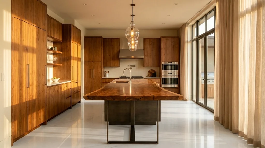 کابینت چوبی با میز کانتر روستیک