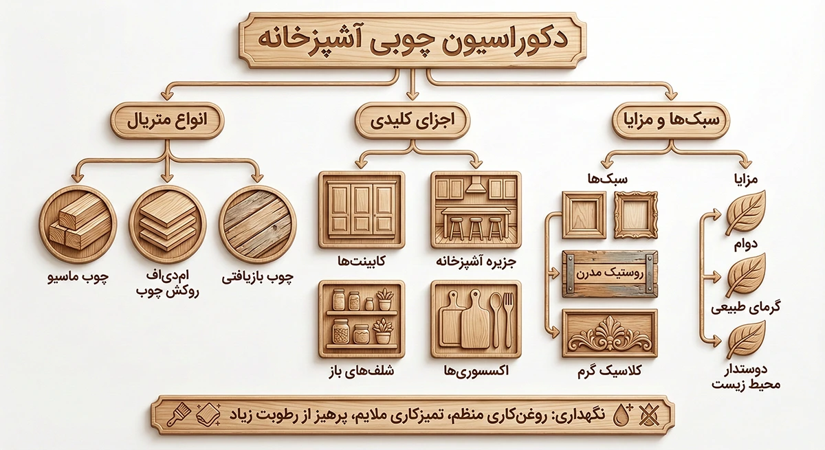 اینفوگرافی آشپزخانه چوبی