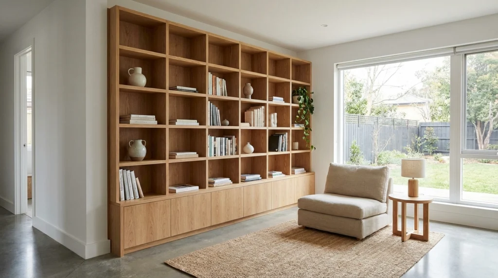 کتابخانه ساده چوبی توکار