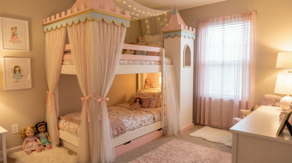 تخت دو طبقه دخترانه و پرنسسی