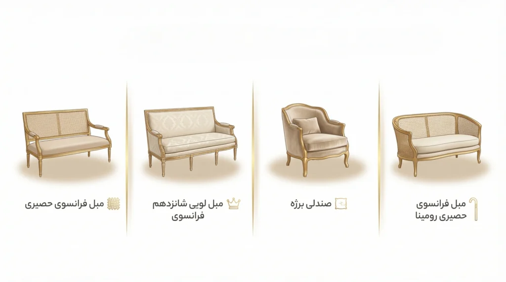 معرفی ۲۰ مدل برتر مبل فرانسوی و مدل مبل کویین (ترند ۲۰۲۵)