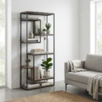 کتابخانه روستیک چوب و فلز