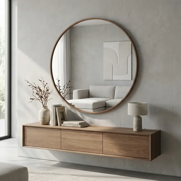 آینه گرد بدون قاب