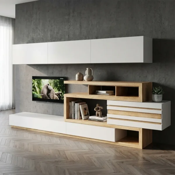 میز تلویزیون چوبی دیواری بادرام