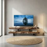 میز تلویزیون چوبی روستیک با اسلب چوب طبیعی