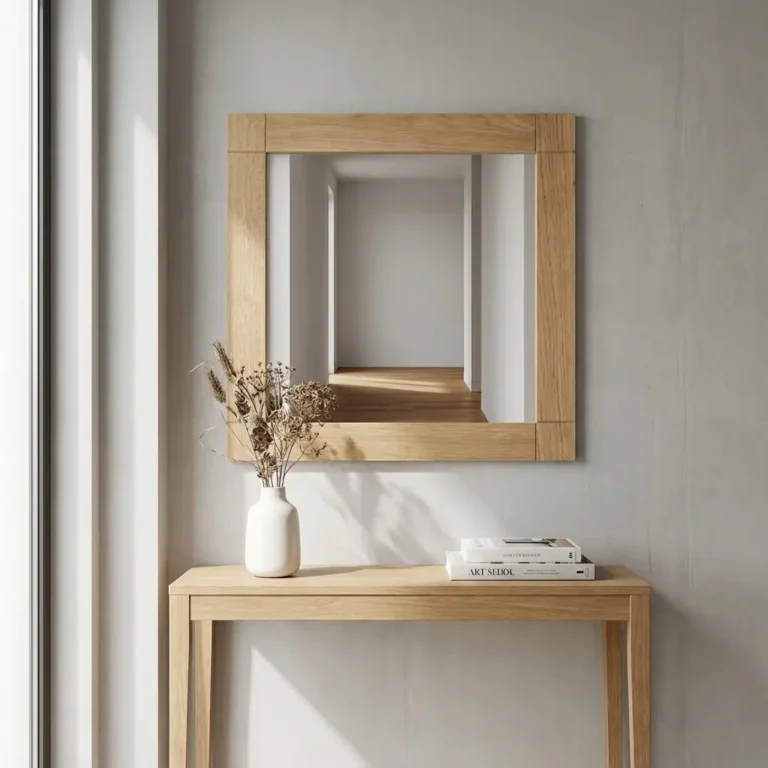 آینه نواری با قاب چوب