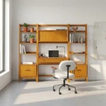 میز تحریر و کتابخانه مدرن