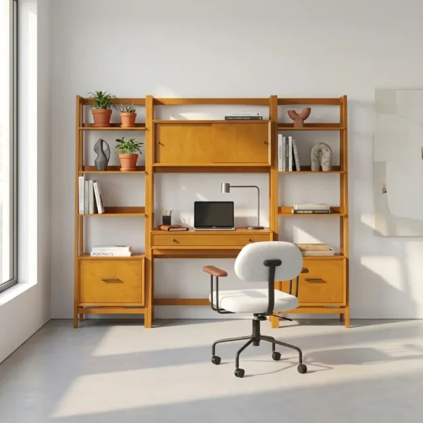 میز تحریر و کتابخانه مدرن
