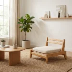 صندلی ژاپنی چوبی کرمی