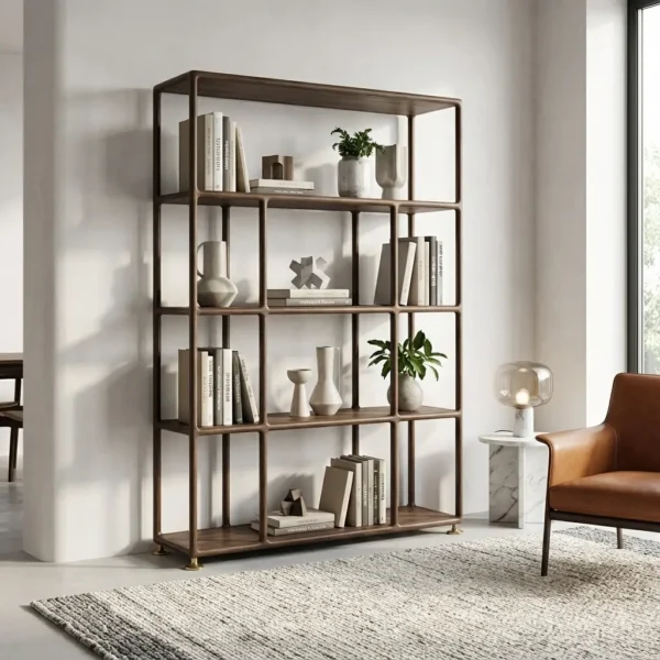 کتابخانه و قفسه چوبی مدل ریحانه