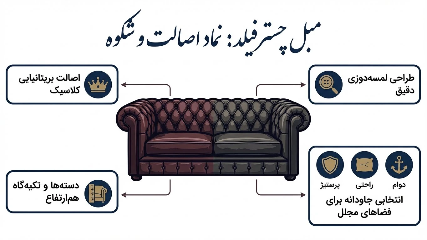  تاریخچه و سبک‌شناسی مبل چستر در دکوراسیون داخلی