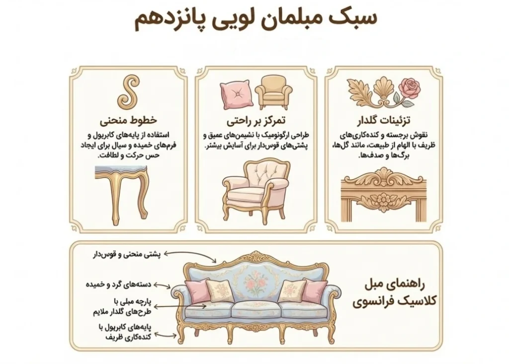 لویی پانزدهم و مبل فرانسوی کلاسیک