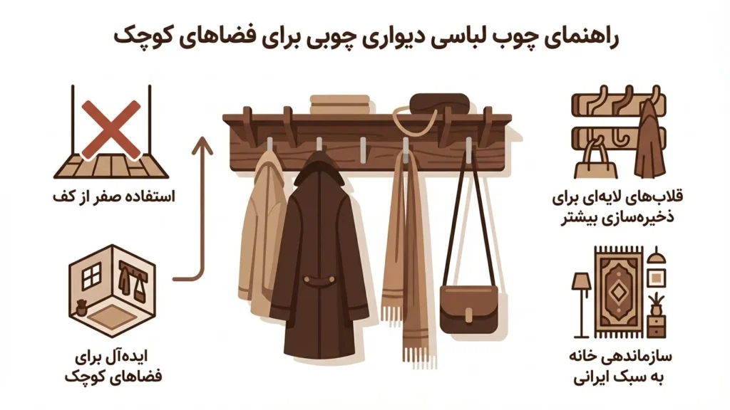 رخت آویز و جالباسی دیواری چوبی