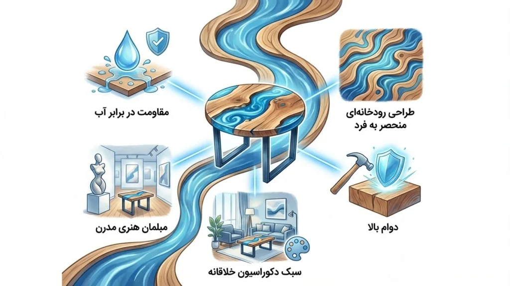 میز عسلی رزین اپوکسی