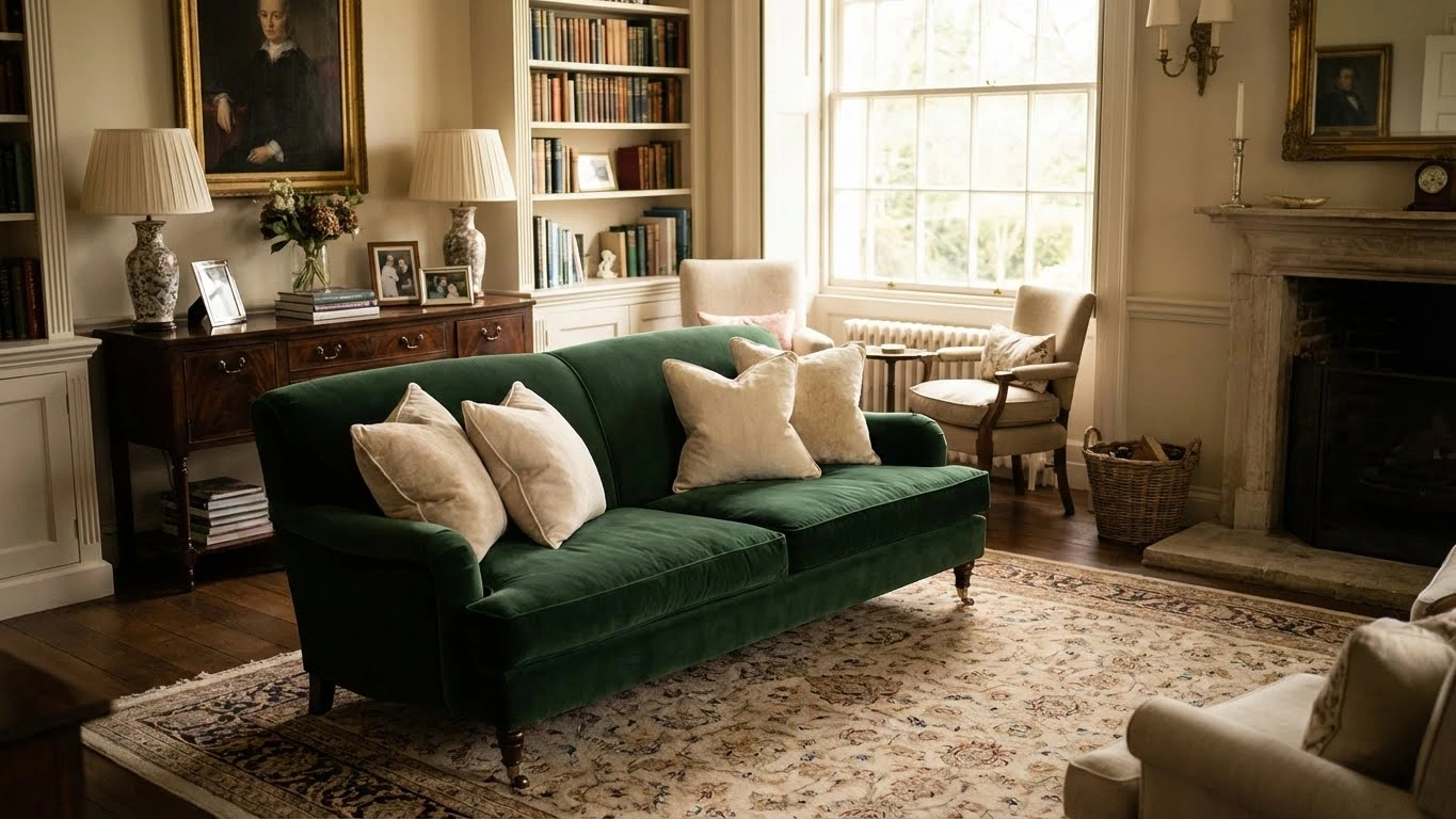 مبل سبز و کرم