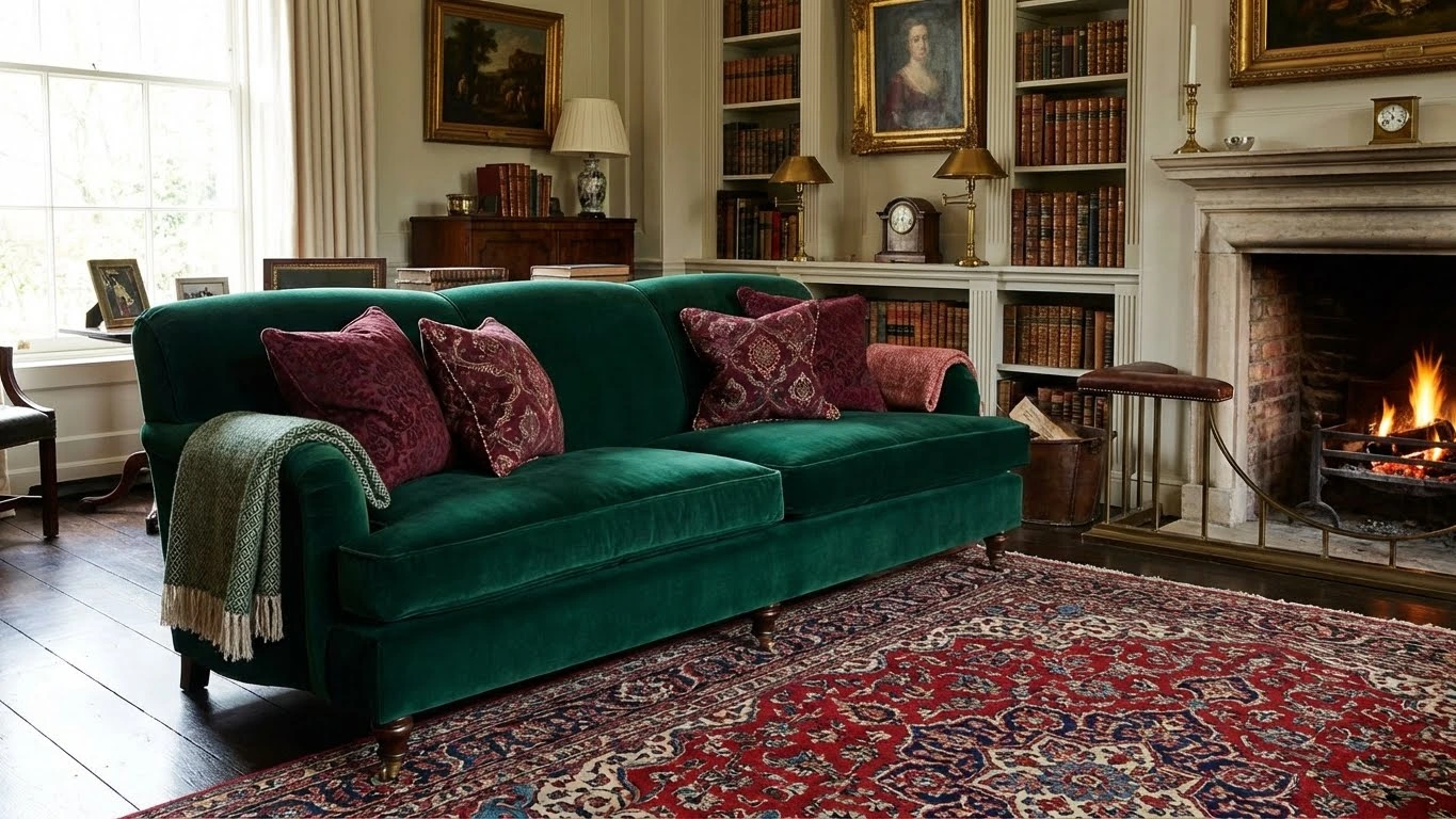 مبل سبز و زرشکی