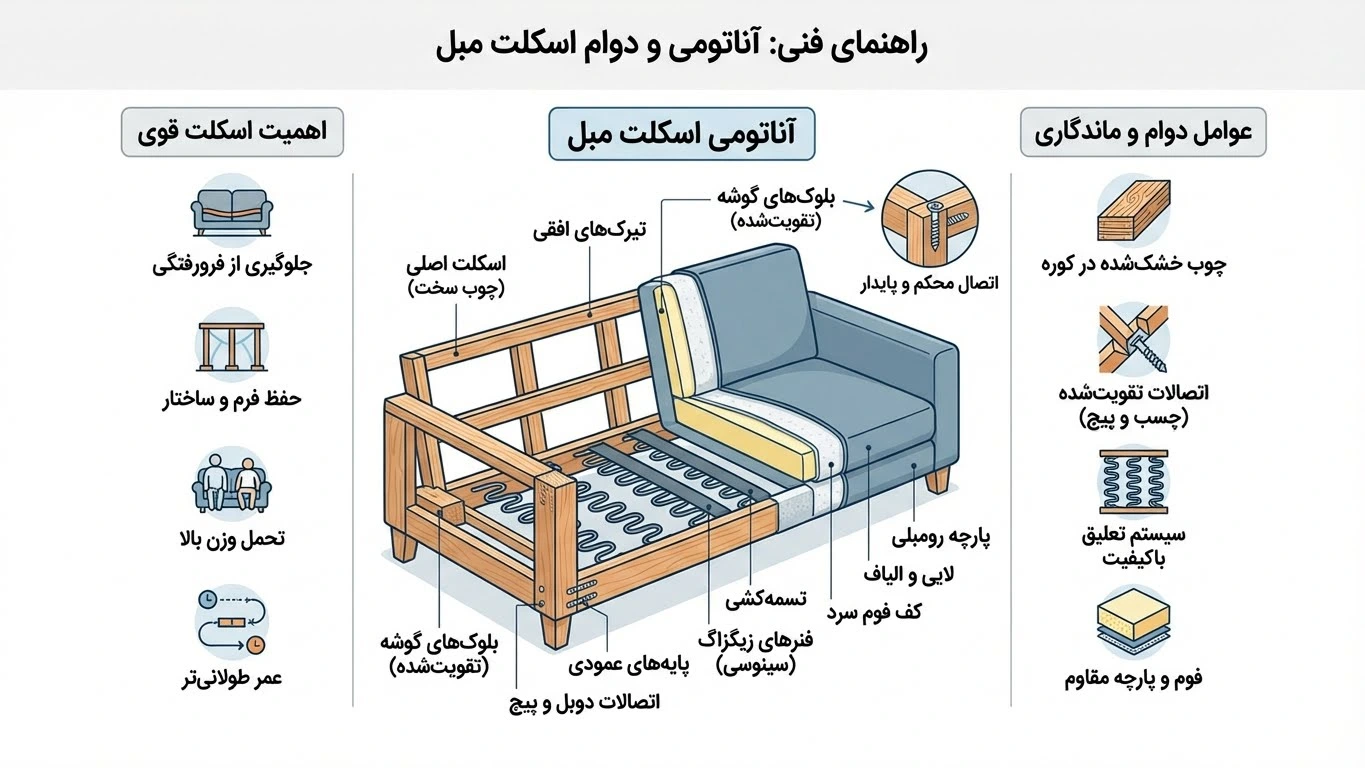 راهنمای تشخیص کیفیت کلاف و متریال در ست مبلمان سبز