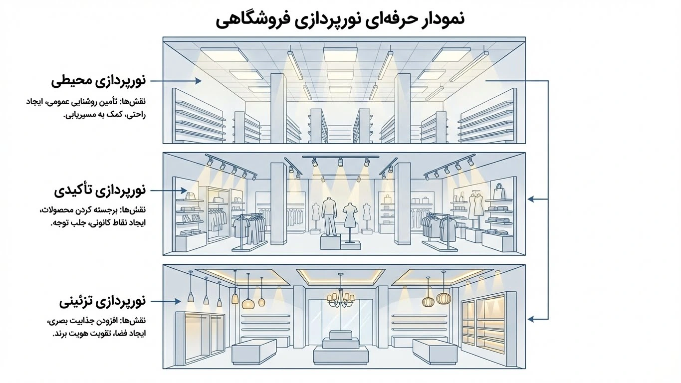 نورپردازی در دکوراسیون فروشگاهی