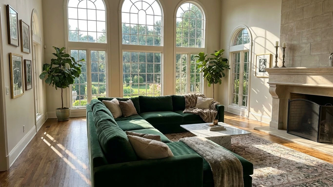 تاثیر انواع رنگ مبل سبز بر کوچک یا بزرگ نشان دادن خانه