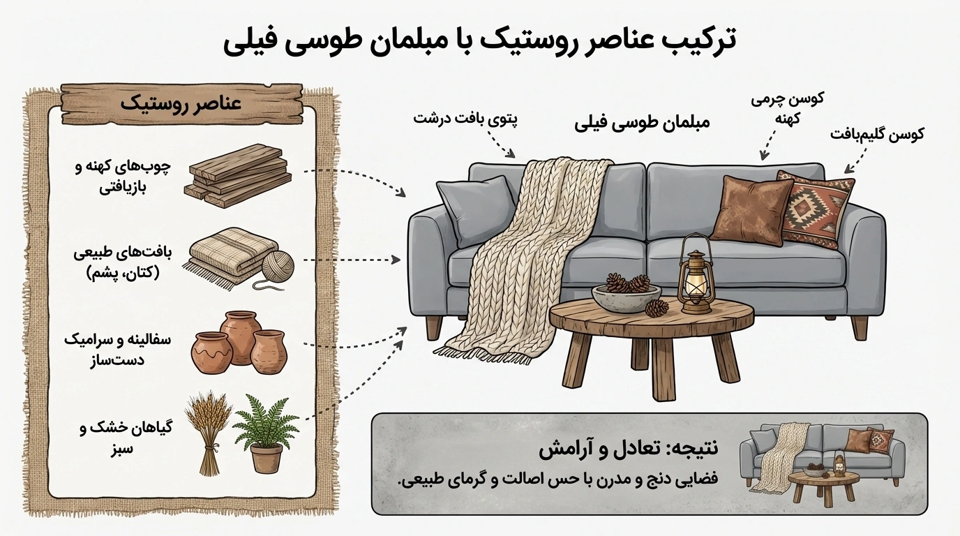 ترکیب با عناصر روستیک و طبیعی