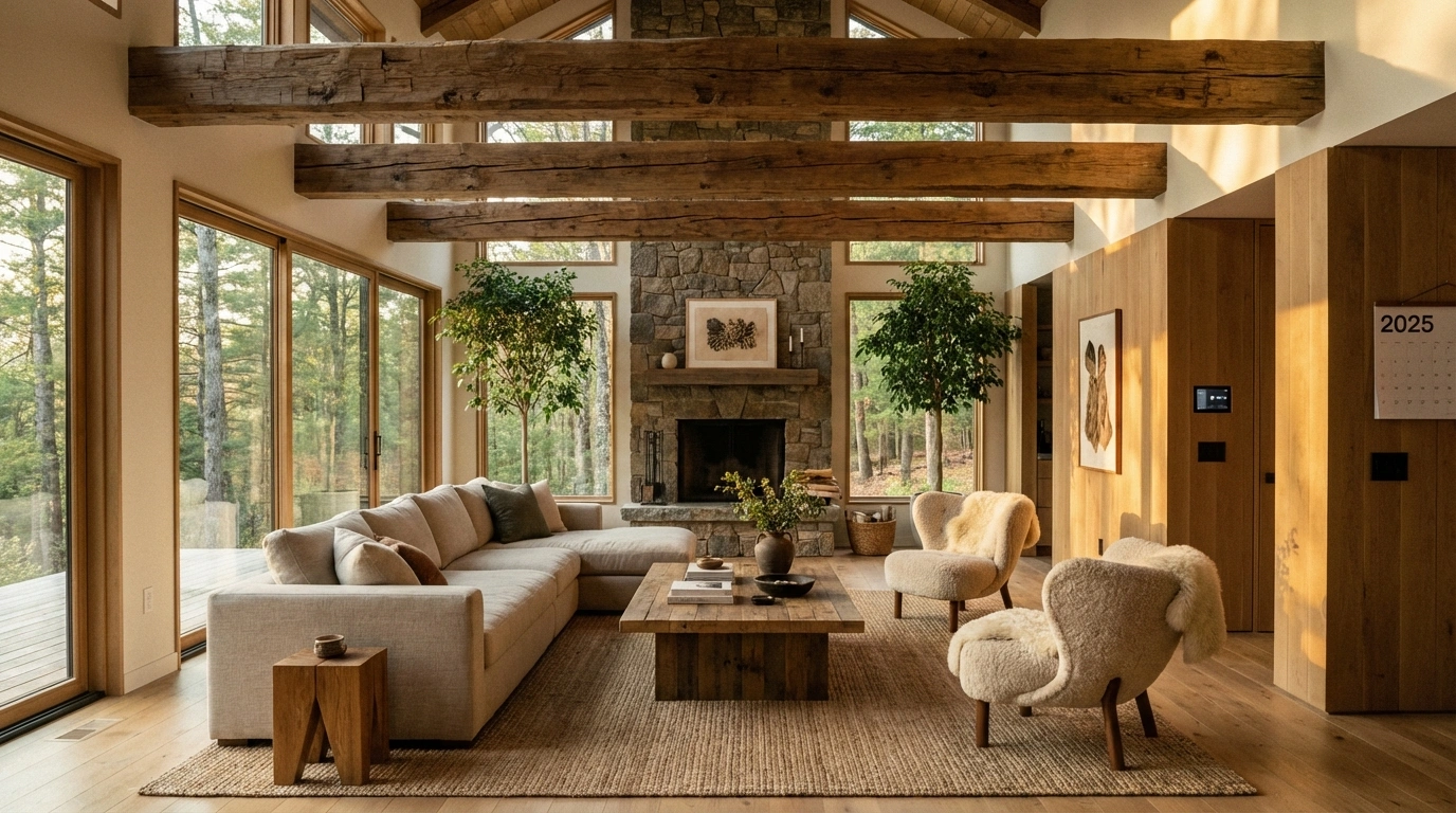 سقفهای دکوراتیو با تیرهای چوبی