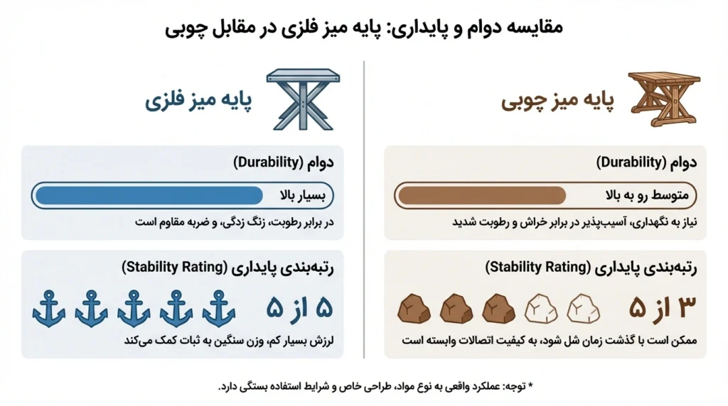 مهندسی پایه‌های فلزی در میز ناهار خوری ۶ نفره مدرن