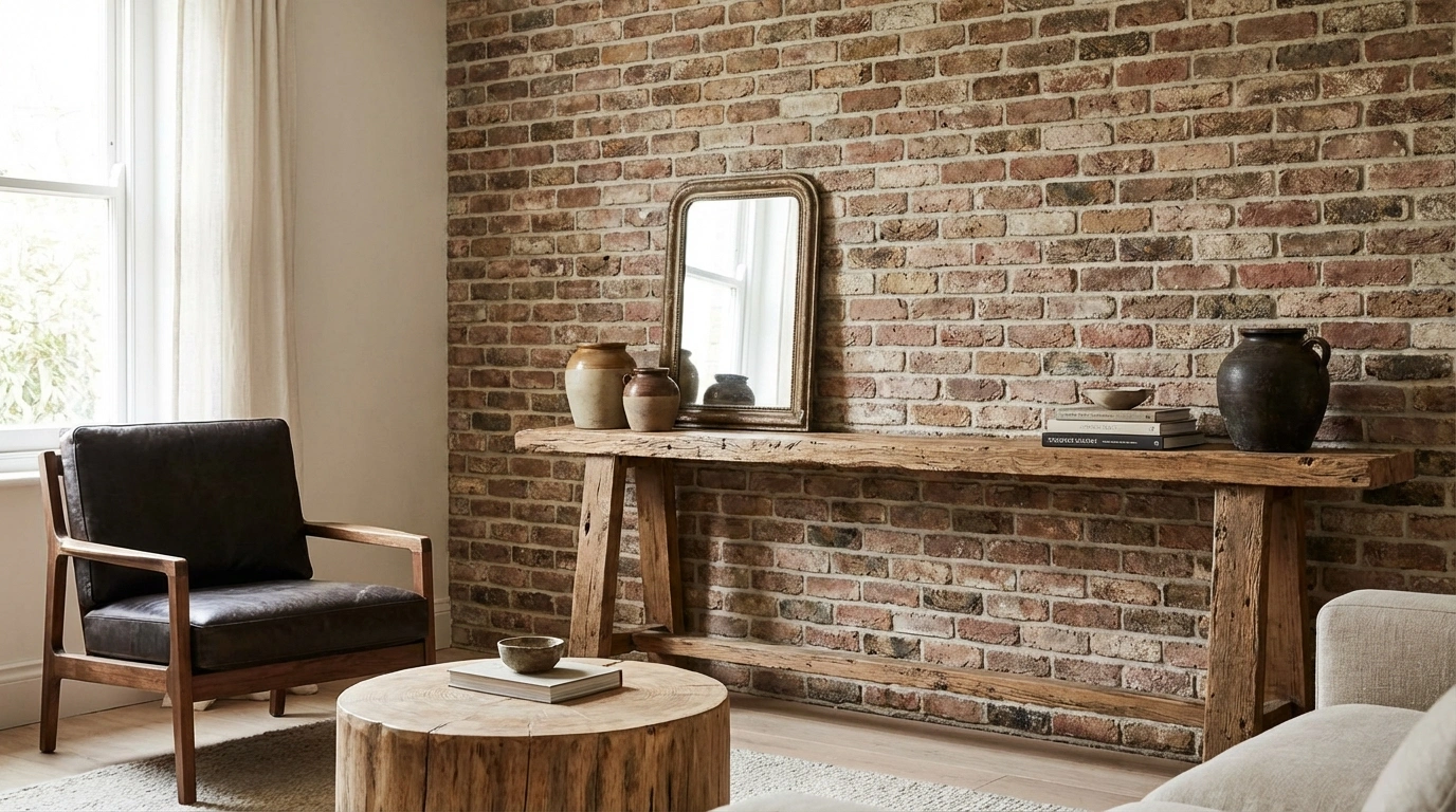 دیوار شاخص با آجرهای سنتی و روستیک