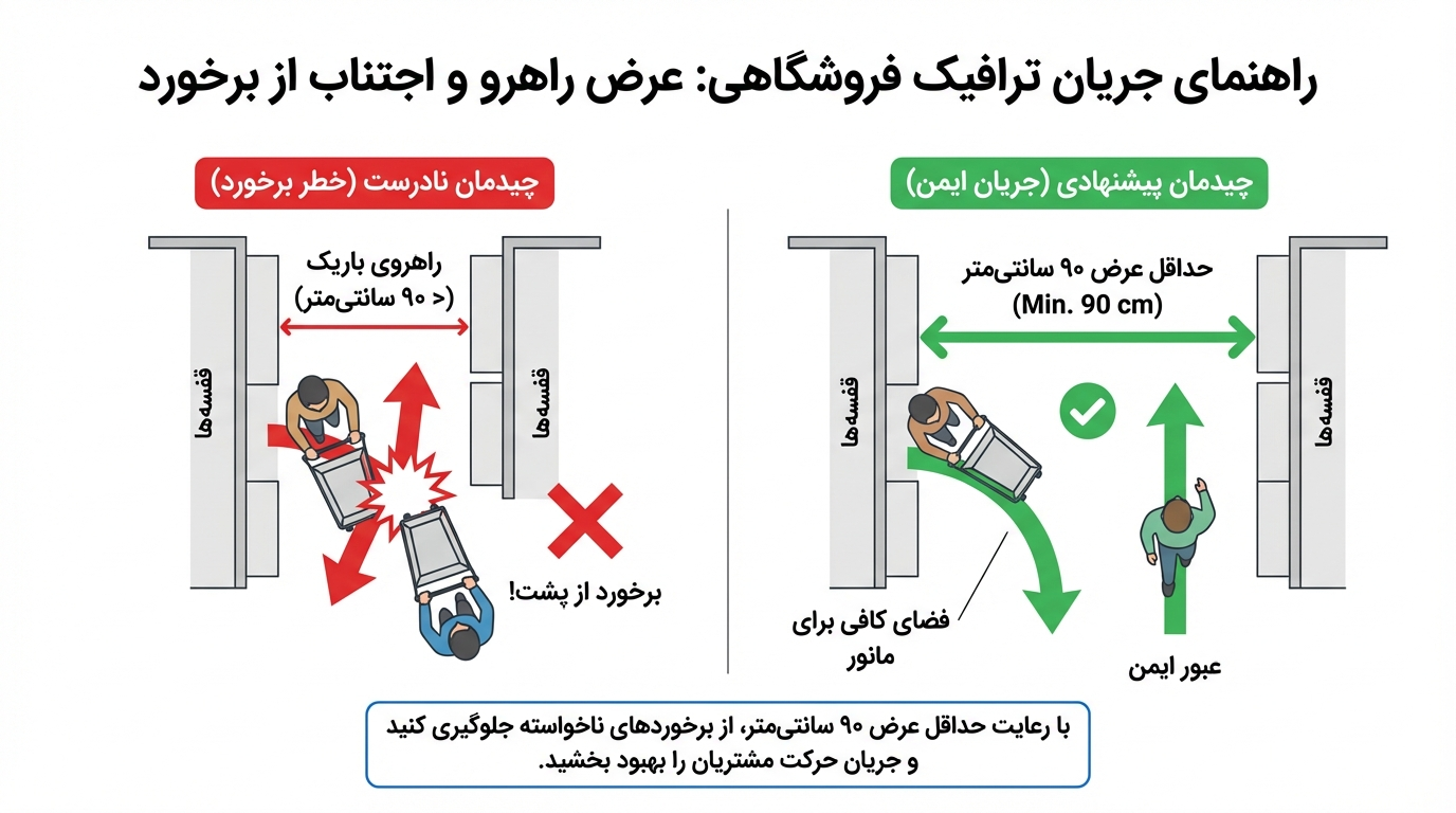 مدیریت جریان حرکت و جلوگیری از ازدحام در دکور لباس فروشی