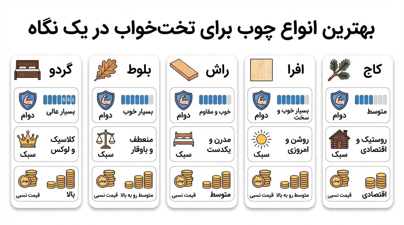 بهترین نوع چوب برای تخت خواب