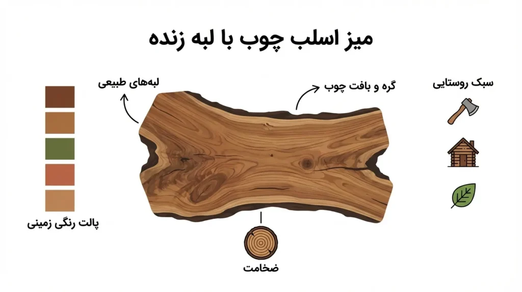 میز جلو مبلی روستیک و طبیعتگرا