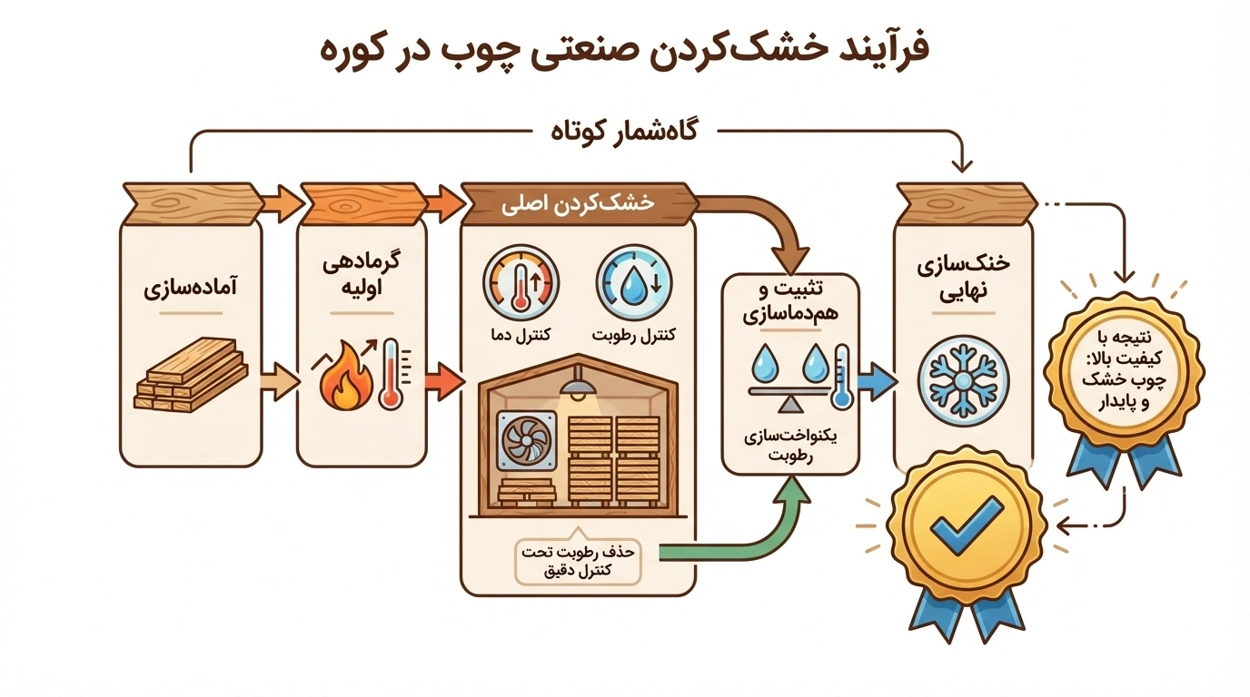 تفاوت خشک کردن چوب سپیدار در کوره صنعتی و هوای آزاد