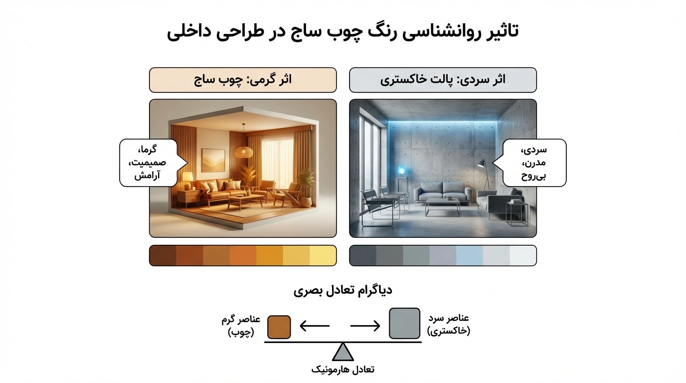 تأثیر بصری رنگ چوب ساج در معماری داخلی
