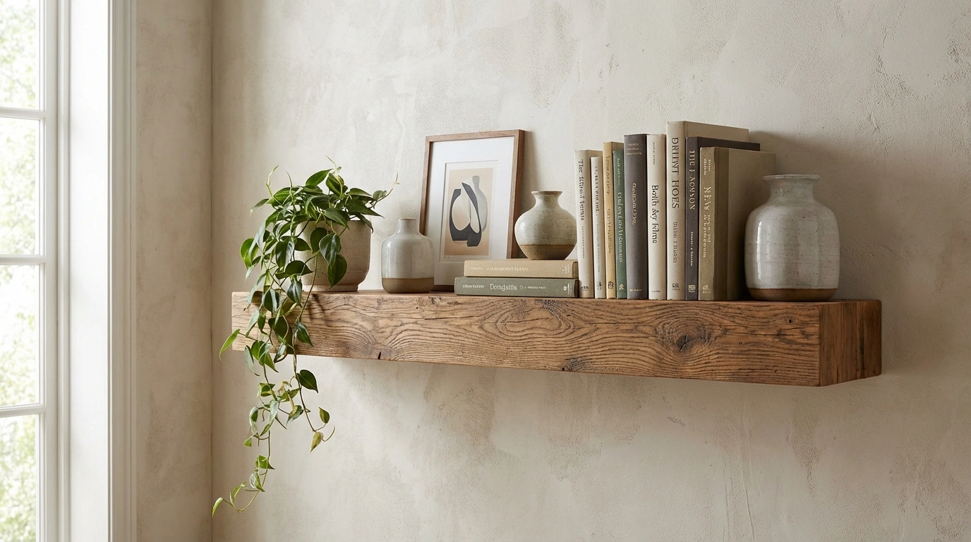 شلف‌های دیواری چوبی با پایه پنهان
